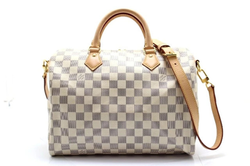 LOUIS VUITTON Speedy Bandouliere Shoulder Bag Boston Damier Azur White